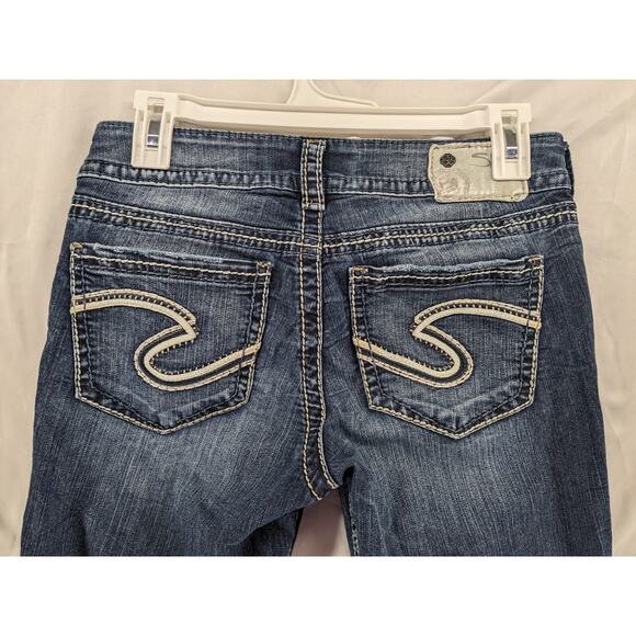 Silver Jeans Suki Capri W27 Blue 29x25 Thick Stitching Fade Medium Wash Low Rise - Picture 3 of 13